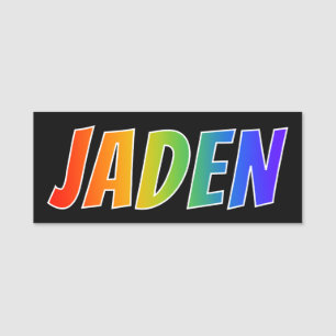 Förnamn "JADEN": Rolig regnbågefärgläggning Namnbricka