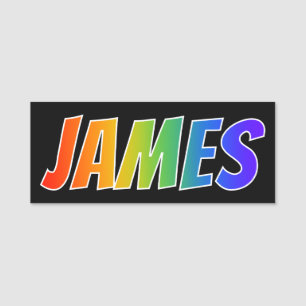 Förnamn "JAMES": Rolig regnbågefärgläggning Namnbricka