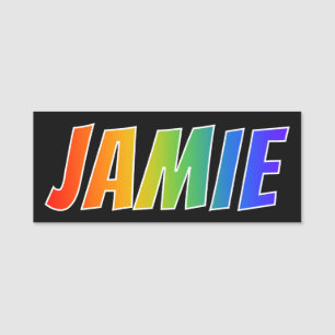 Förnamn "JAMIE": Rolig regnbågefärgläggning Namnbricka