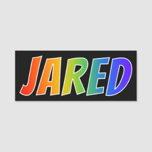 Förnamn "JARED": Rolig regnbågefärgläggning Namnbricka