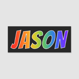 Förnamn "JASON": Rolig regnbågefärgläggning Namnbricka