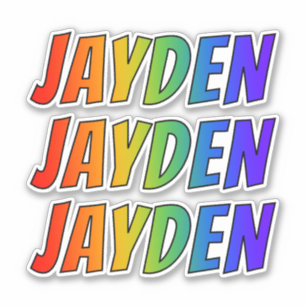 Förnamn "JAYDEN" med rolig regnbågefärgläggnin Klistermärken