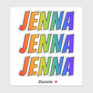 Förnamn "JENNA" med rolig regnbågefärgläggning Klistermärken
