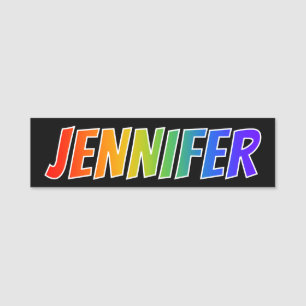 Förnamn "JENNIFER": Rolig regnbågefärgläggning Namnbricka