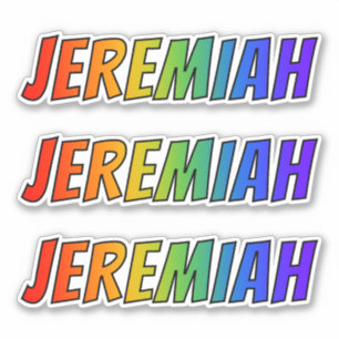 Förnamn "JEREMIAH" med rolig regnbågefärgläggn Klistermärken