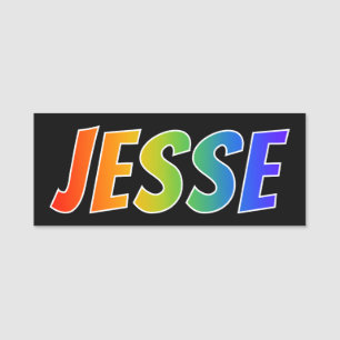 Förnamn "JESSE": Rolig regnbågefärgläggning Namnbricka