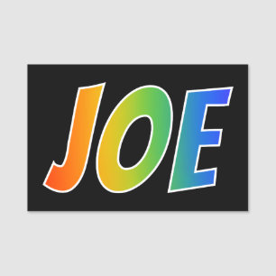 Förnamn "JOE": Rolig regnbågefärgläggning Namnbricka