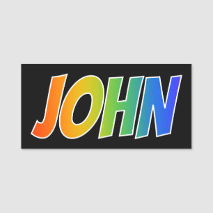 Förnamn "JOHN": Rolig regnbågefärgläggning Namnbricka