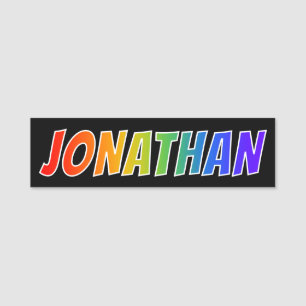 Förnamn "JONATHAN": Rolig regnbågefärgläggning Namnbricka
