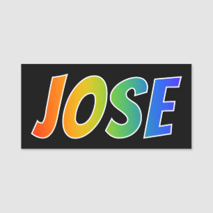 Förnamn "JOSE": Rolig regnbågefärgläggning Namnbricka
