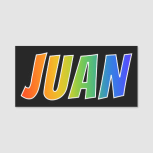 Förnamn "JUAN": Rolig regnbågefärgläggning Namnbricka
