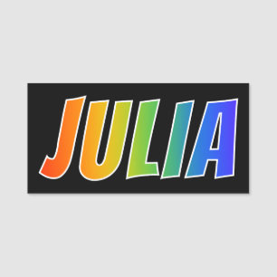 Förnamn "JULIA": Rolig regnbågefärgläggning Namnbricka