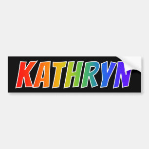 Förnamn "KATHRYN": Rolig regnbågsfärgning Bildekal