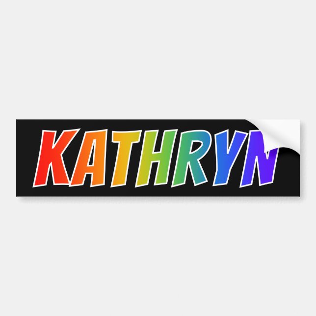 Förnamn "KATHRYN": Rolig regnbågsfärgning Bildekal (Framsidan)
