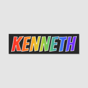 Förnamn "KENNETH": Rolig regnbågefärgläggning Namnbricka