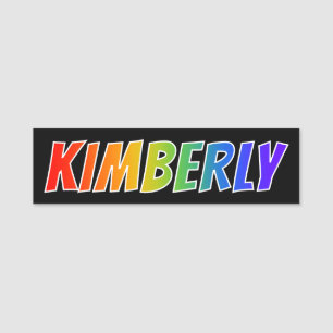 Förnamn "KIMBERLY": Rolig regnbågefärgläggning Namnbricka