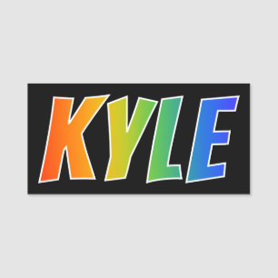 Förnamn "KYLE": Rolig regnbågefärgläggning Namnbricka