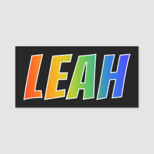 Förnamn "LEAH": Rolig regnbågefärgläggning Namnbricka