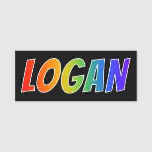Förnamn "LOGAN": Rolig regnbågefärgläggning Namnbricka