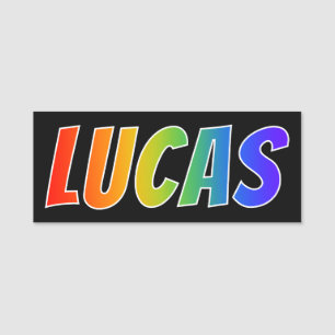 Förnamn "LUCAS": Rolig regnbågefärgläggning Namnbricka