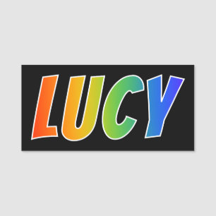 Förnamn "LUCY": Rolig regnbågefärgläggning Namnbricka