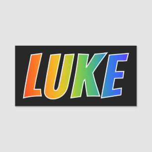 Förnamn "LUKE": Rolig regnbågefärgläggning Namnbricka