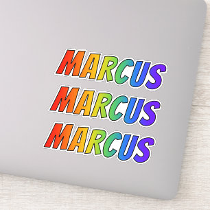 Förnamn "MARCUS" med rolig regnbågefärgläggnin Klistermärken