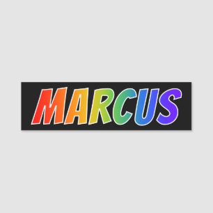 Förnamn "MARCUS": Rolig regnbågefärgläggning Namnbricka