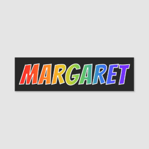 Förnamn "MARGARET": Rolig regnbågefärgläggning Namnbricka