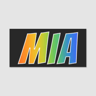Förnamn "MIA": Rolig regnbågefärgläggning Namnbricka