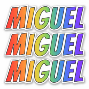 Förnamn "MIGUEL" med rolig regnbågefärgläggnin Klistermärken