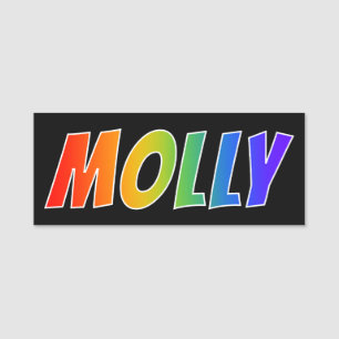 Förnamn "MOLLY": Rolig regnbågefärgläggning Namnbricka