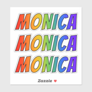 Förnamn "MONICA" med rolig regnbågefärgläggnin Klistermärken