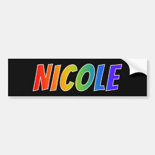 Förnamn "NICOLE": Rolig regnbågefärgläggning Bildekal
