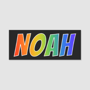 Förnamn "NOAH": Rolig regnbågefärgläggning Namnbricka