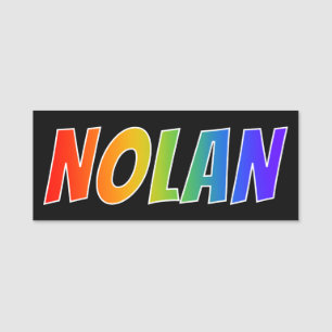Förnamn "NOLAN": Rolig regnbågefärgläggning Namnbricka