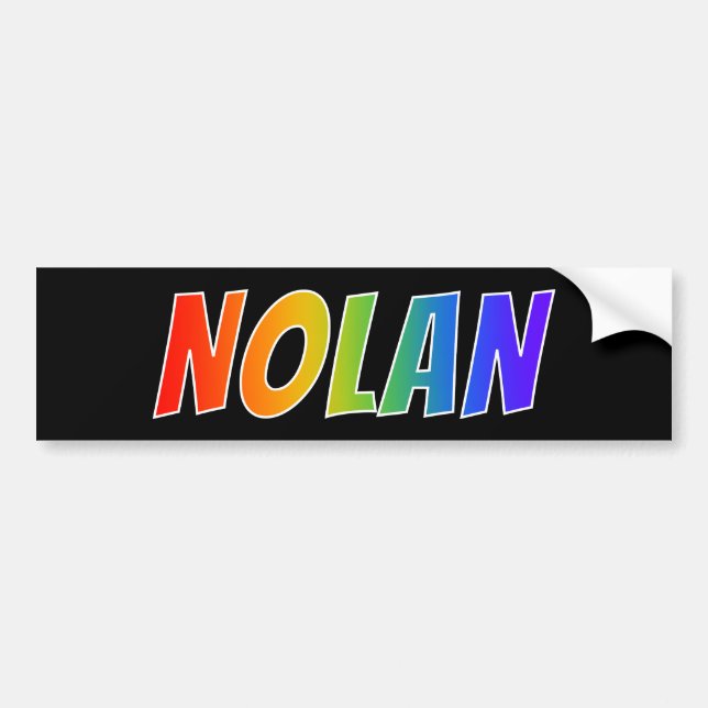 Förnamn "NOLAN": Rolig regnbågsfärgning Bildekal (Framsidan)