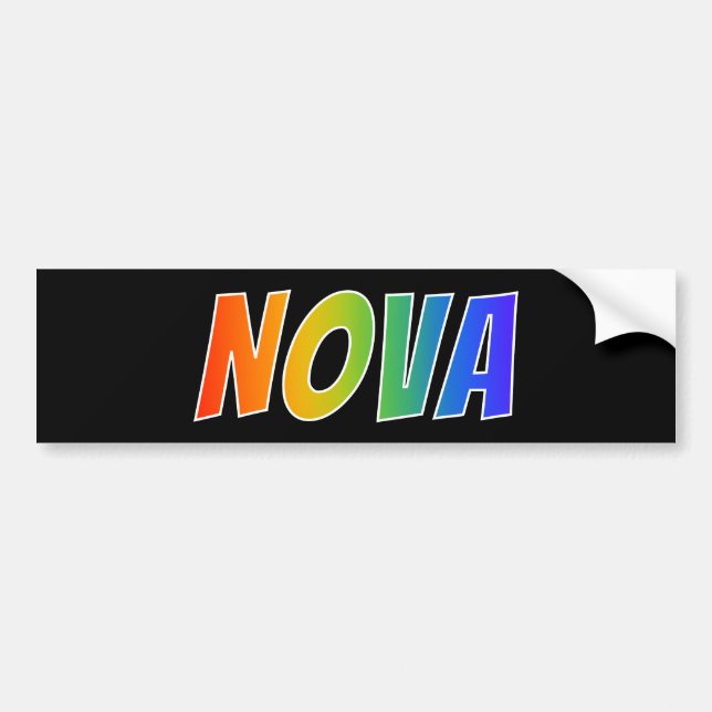 Förnamn "NOVA": Rolig regnbågsfärgning Bildekal (Framsidan)