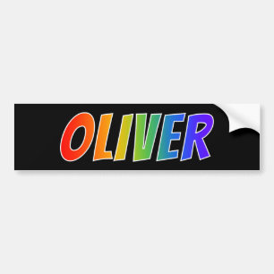 Förnamn "OLIVER": Rolig regnbågefärgläggning Bildekal