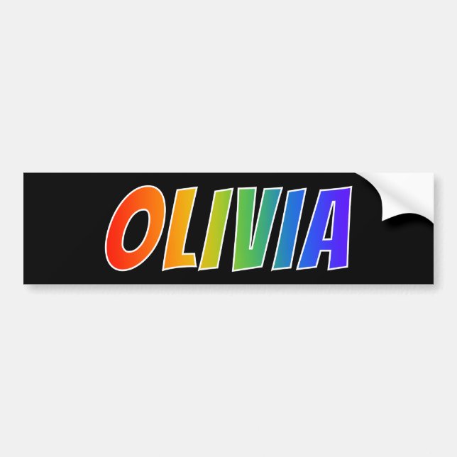 Förnamn "OLIVIA": Rolig regnbågsfärgning Bildekal (Framsidan)