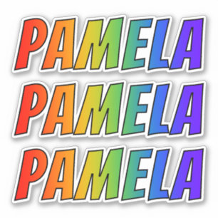 Förnamn "PAMELA" med rolig regnbågefärgläggnin Klistermärken