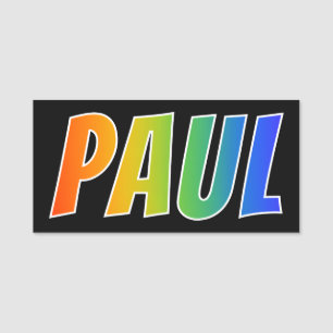 Förnamn "PAUL": Rolig regnbågefärgläggning Namnbricka
