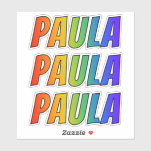 Förnamn "PAULA" med rolig regnbågefärgläggning Klistermärken