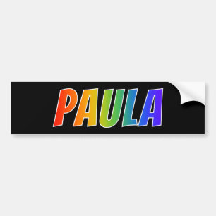 Förnamn "PAULA": Rolig regnbågsfärgning Bildekal