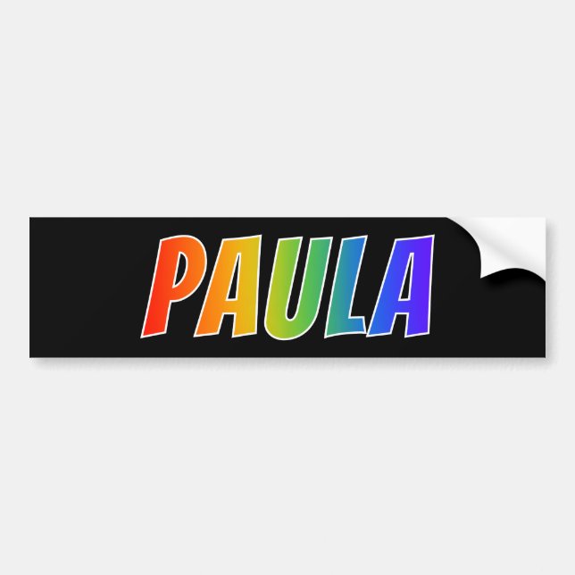 Förnamn "PAULA": Rolig regnbågsfärgning Bildekal (Framsidan)