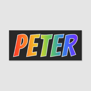 Förnamn "PETER": Rolig regnbågefärgläggning Namnbricka