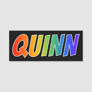 Förnamn "QUINN": Rolig regnbågefärgläggning Namnbricka