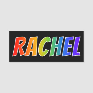 Förnamn "RACHEL": Rolig regnbågefärgläggning Namnbricka