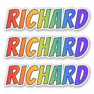 Förnamn "RICHARD" med rolig regnbågefärgläggni Klistermärken