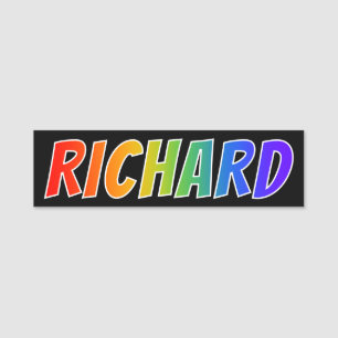 Förnamn "RICHARD": Rolig regnbågefärgläggning Namnbricka